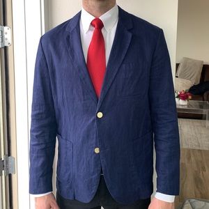 VINCE. Blue Linen Blend Casual Blazer Sport Coat